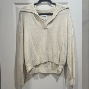 Abercrombie & Fitch V Neck Cream Sweater